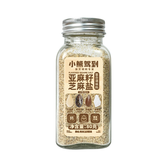 12705814.小熊驾到亚麻籽芝麻盐80g/瓶调味料提味烧烤牛排