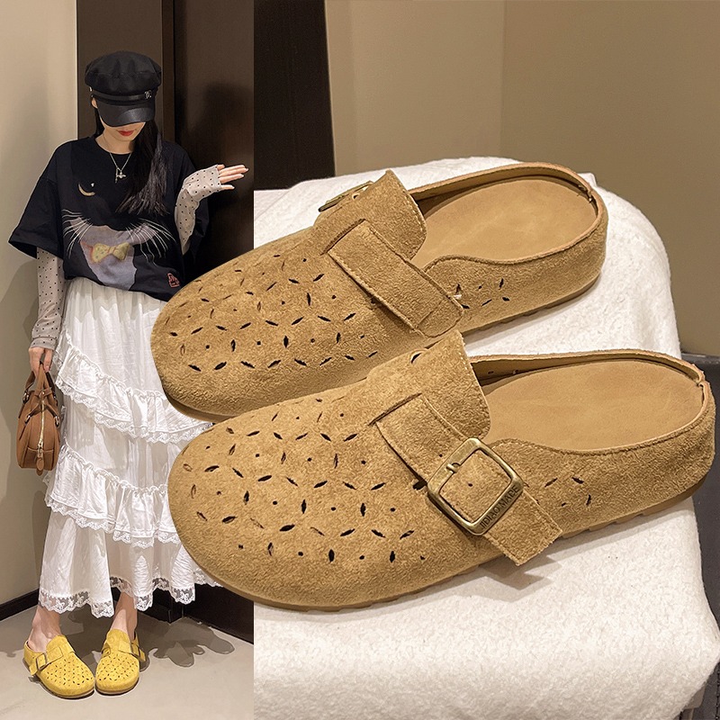 12612951.【亚莱芙】包头拖鞋女2026夏季新款厚底时尚百搭网红镂空穆勒拖配白裙绝绝子