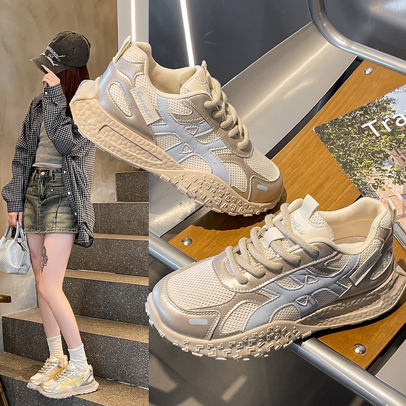 12381008.【亚莱芙】老爹鞋女2026新款厚底时尚百搭系带休闲运动单鞋