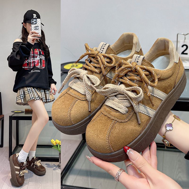 13461922.【亚莱芙】2026春秋新款复古厚底德训板鞋女 休闲 百搭阿甘鞋