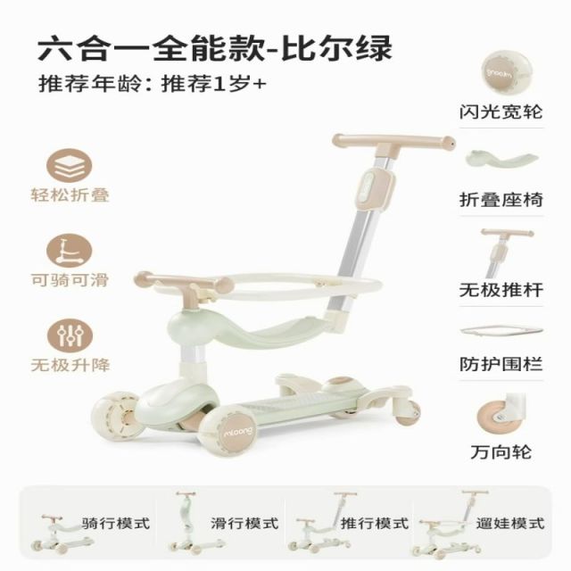 12193247.曼龙儿童滑板车1一3一6岁 六合一滑行溜溜车小孩宝宝车婴儿学步车