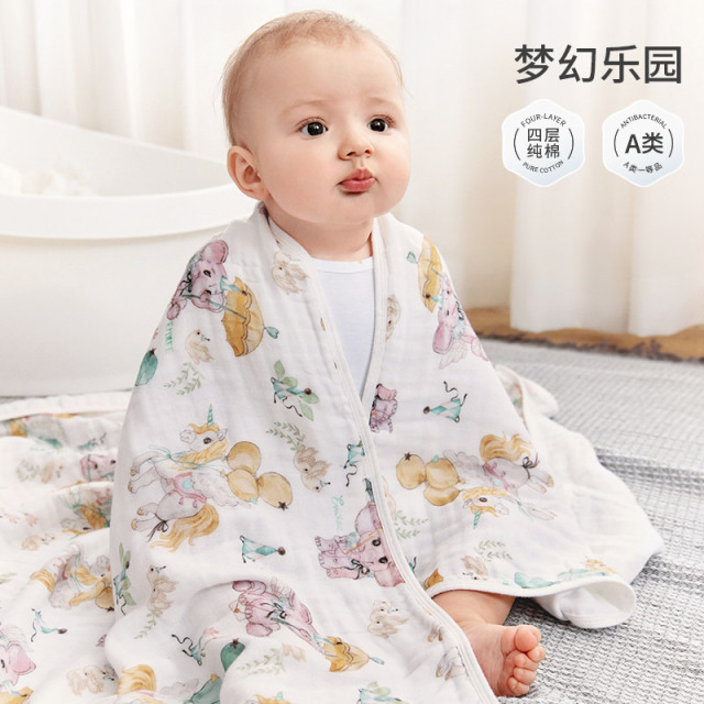 13287483.【新品】嫚熙婴儿纱布浴巾新生儿童专用超柔吸水a类纯棉宝宝洗澡
