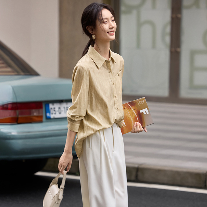13849472.诗茉琳知性优雅炒色肌理感衬衣女2025春季今年流行爆款衬衫