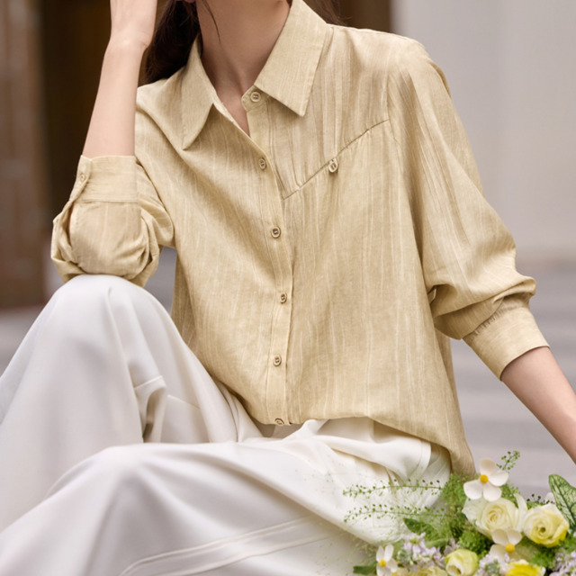 13849472.诗茉琳知性优雅炒色肌理感衬衣女2025春季今年流行爆款衬衫