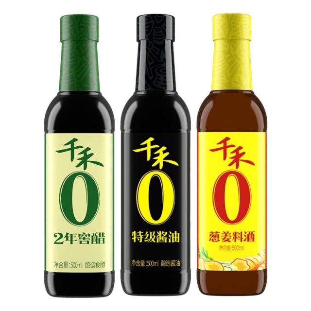 12697760.千禾酱油窖醋葱姜料酒三瓶组合装500ml-3