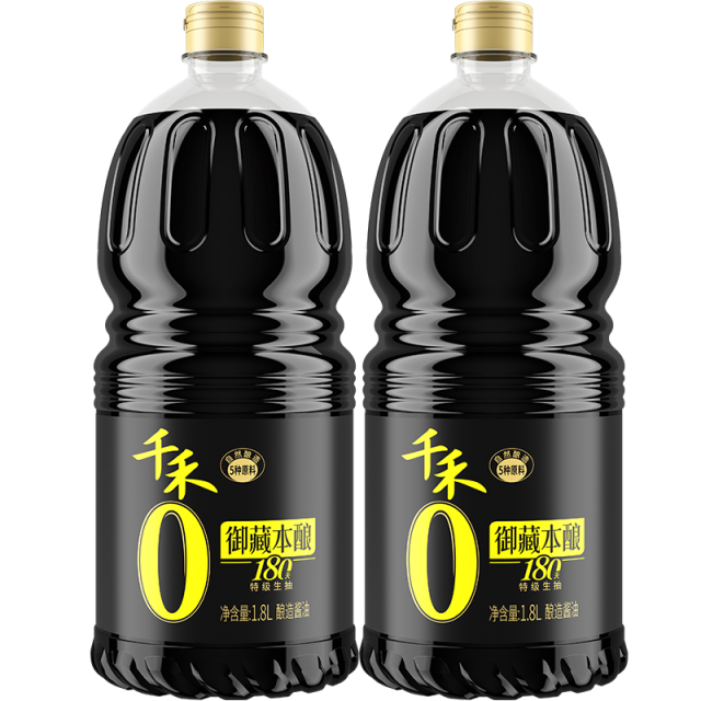 12697715.【粮食酿造】【特级生抽】千禾御藏180天2.15kg*2瓶零添加酱油