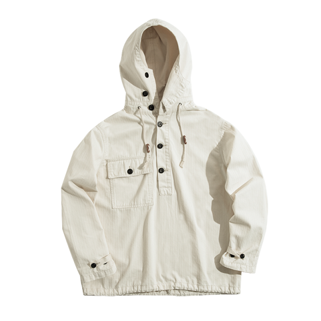 13153529.马登工装美式复古二战米白甲板服恶劣天气外套套头卫衣连帽衫男秋