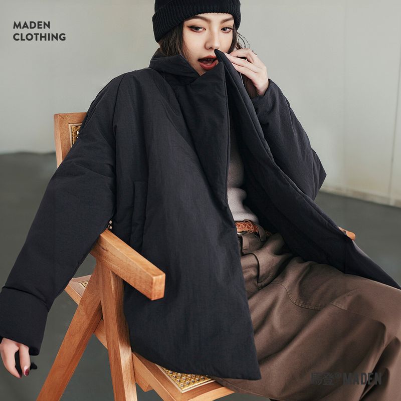 13153467.马登基础大翻领棉衣通勤宽松面包服舒适保暖百搭厚棉袄外套冬季女