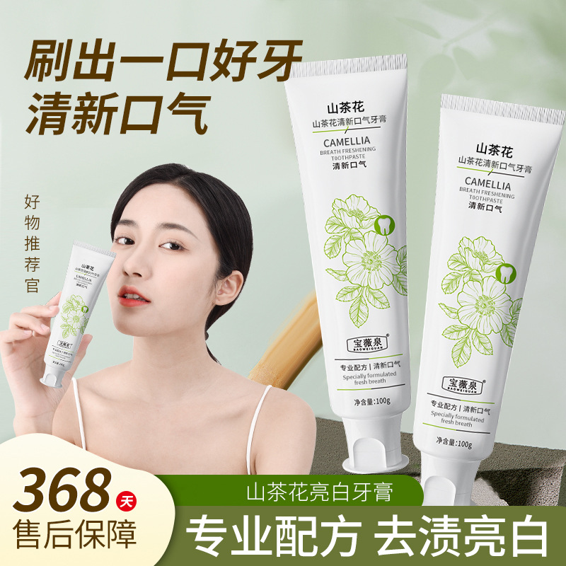 11943053.山茶花益生菌牙膏  去黄去烟渍呵护口腔清新口气专业配方去渍亮白