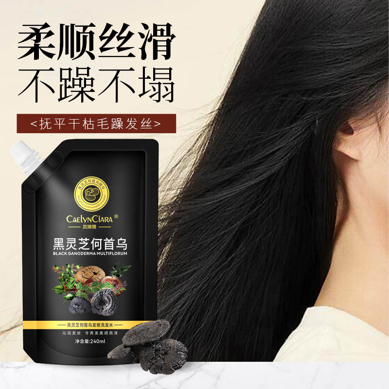 12745191.黑灵芝何首乌洗发水240ml/袋乌发滋养防断何首乌洗发露
