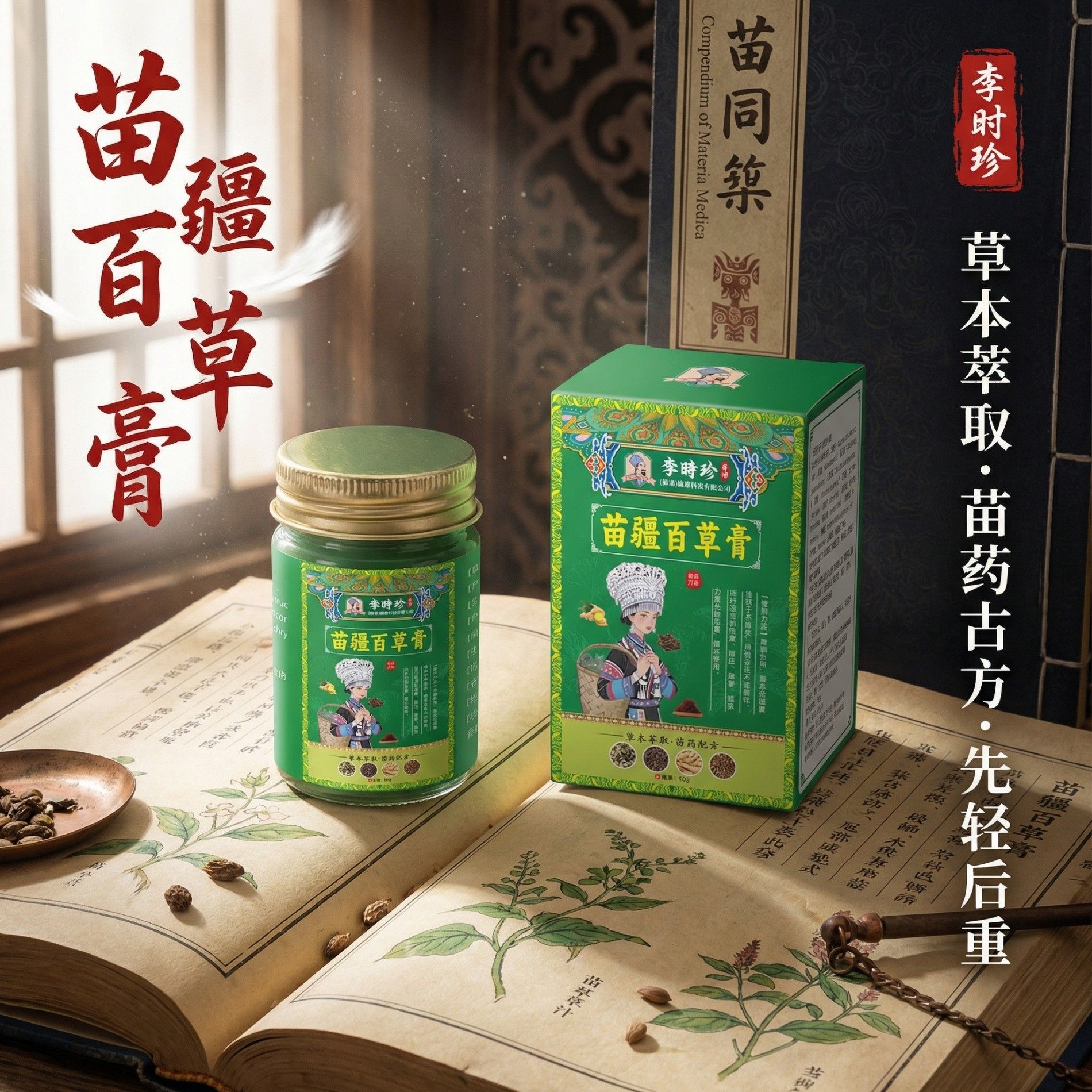 13174592.苗疆百草膏50g/盒中老年人皮肤干燥痒瘙膏官方正品全身涂抹外用膏