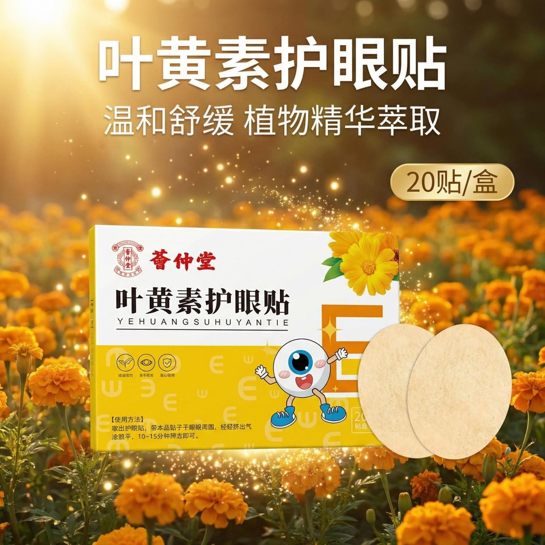 13175281.叶黄素护眼贴20贴/盒缓解恢复眼部冰敷改善眼干涩眼睛