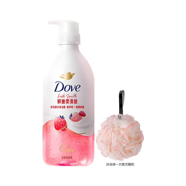 12260490.多芬(Dove)果奶沐浴露氨基酸滋润保湿甜草莓香多规格 滋润保湿留香 赠沐浴球