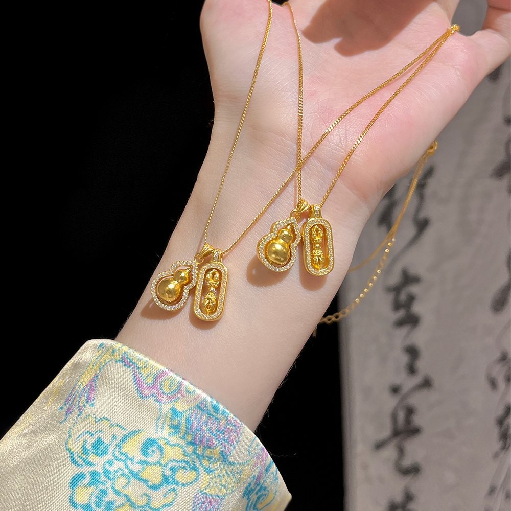 12825704.金店同款葫芦金刚杵项链【香港黄金珠宝有限公司】