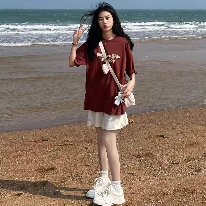 13322275.灰色运动短裤女夏季高腰宽松直筒港味中裤五分裤薄款