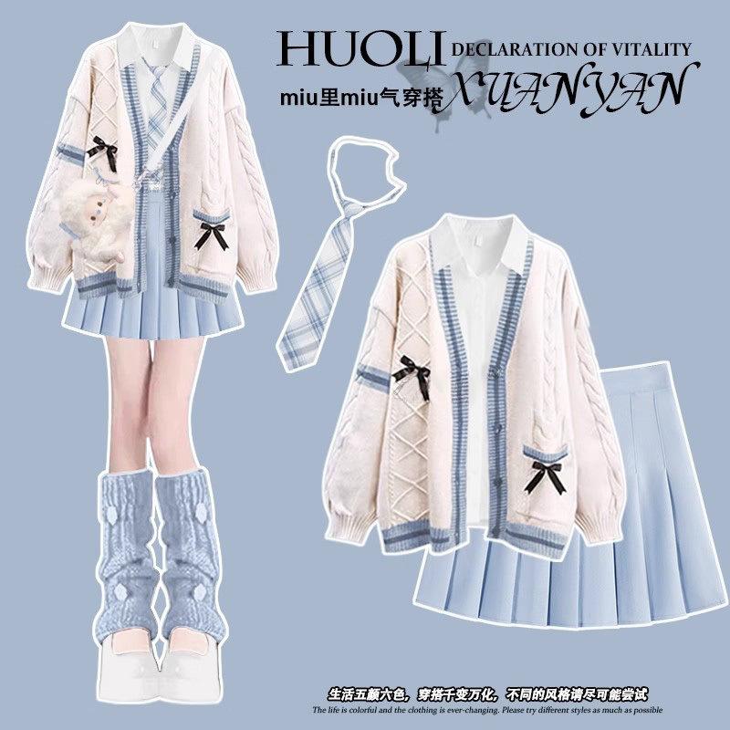 13322645.春季女装多巴胺绝美小裙穿搭制服蓝色连衣裙套装