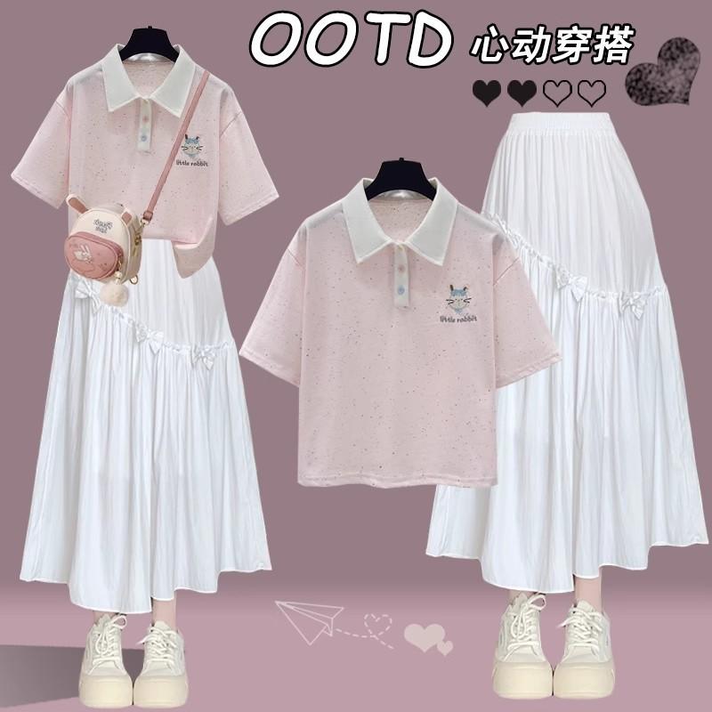 13322302.夏天甜美半身裙少女高中裙子青少年时尚女孩洋气套装裙