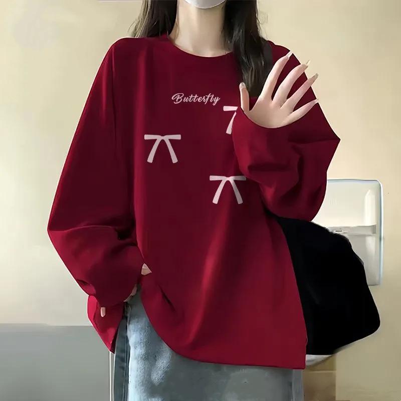 13322009.纯棉长袖t恤女春秋韩版宽松圆领打底衫外穿上衣男