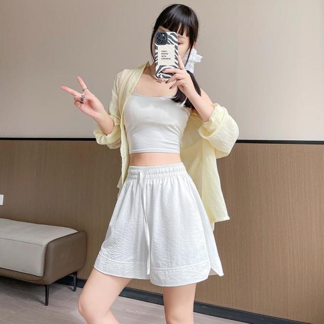 13321828.紫色速干短裤女夏季外穿宽松休闲大码胖mm冰丝山本五分裤