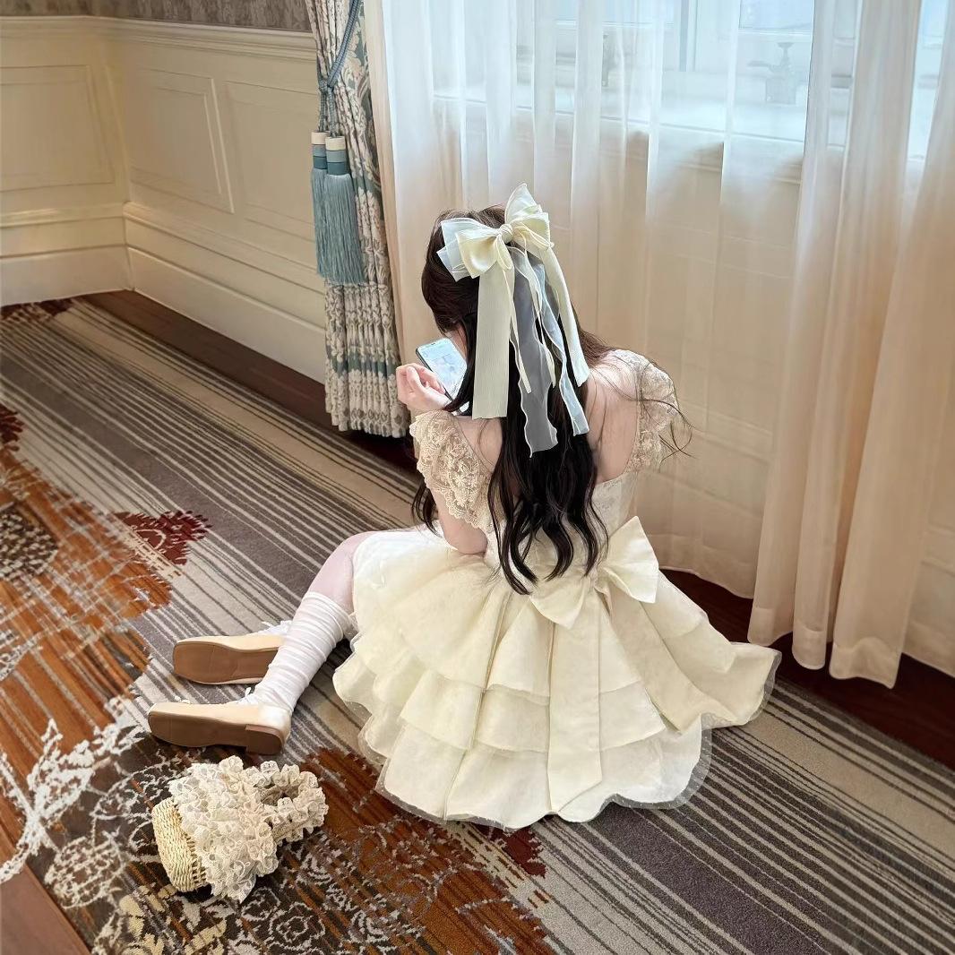 13322342.设计感蝴蝶结小飞袖公主蓬蓬裙夏季甜美初恋收腰显瘦短裙