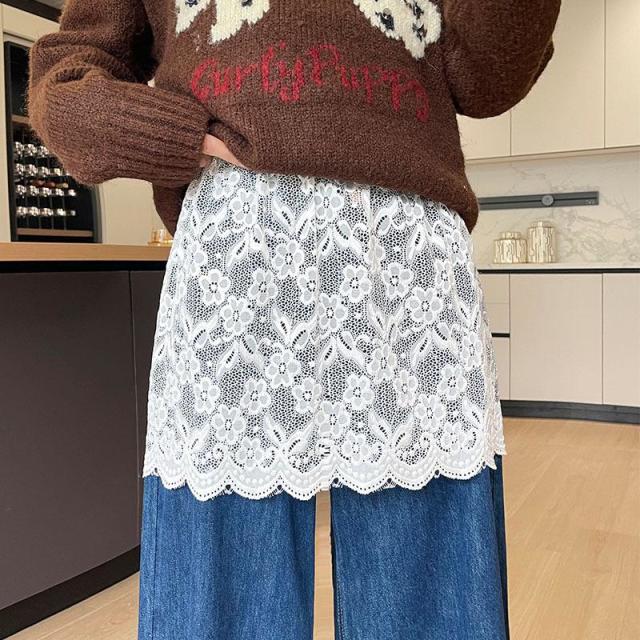 13322514.卫衣叠穿内搭女蕾丝打底半身裙显瘦遮胯小屁帘内搭配