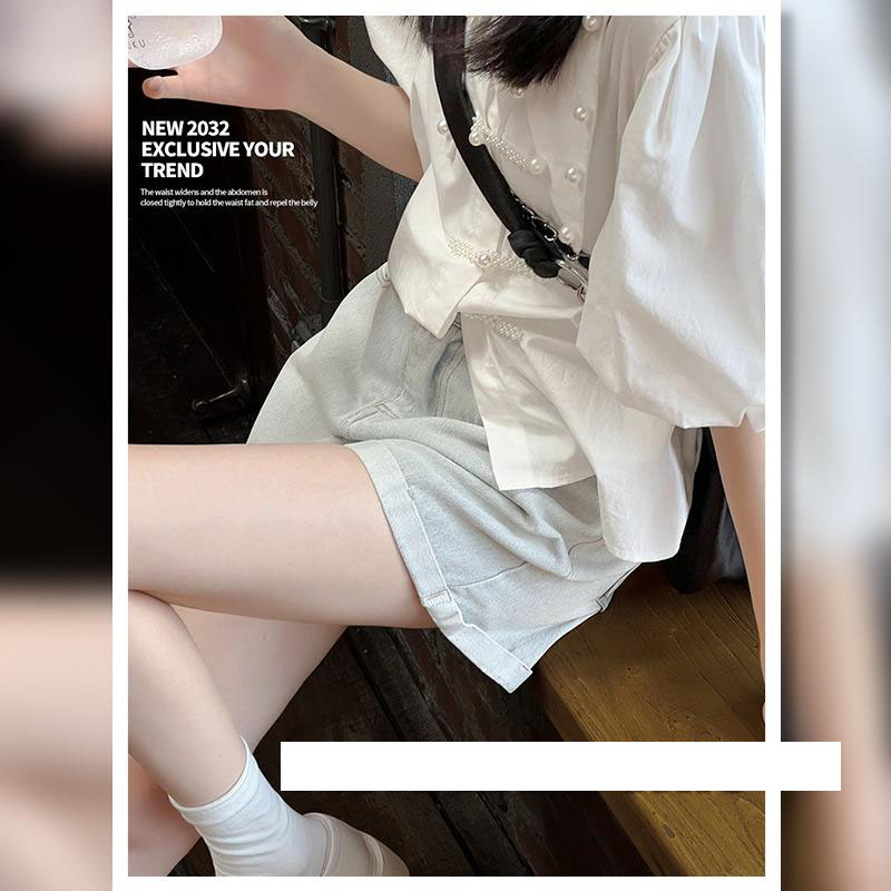 13322589.高品质高腰牛仔短裤女 夏季宽松显瘦外穿韩版松紧腰阔腿热裤