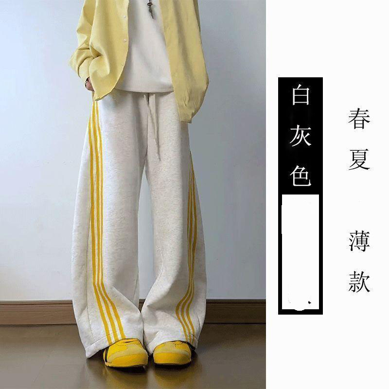 13322321.美式三条杠弯刀卫裤女春夏薄款宽松跳舞阔腿休闲运动裤