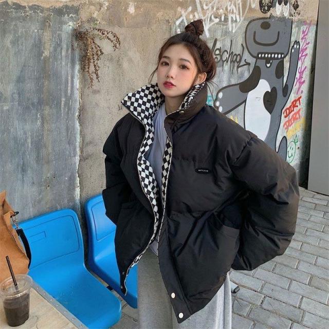 12888839.棉衣时尚女冬复古港风加厚宽松小众设计感棉衣
