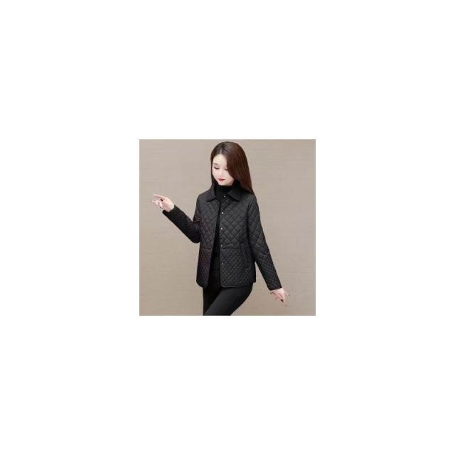 12890034.秋冬季妈妈轻薄菱形格短款棉衣中年冬季休闲棉衣