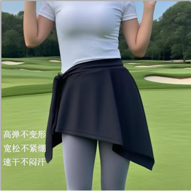 12891182.防走光半截裙绑带短半身裙遮臀运动瑜伽半截裙不规则