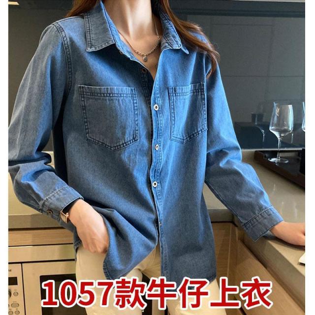 12889124.内搭叠穿长袖牛仔外套秋季设计感百搭复古正肩牛仔外套