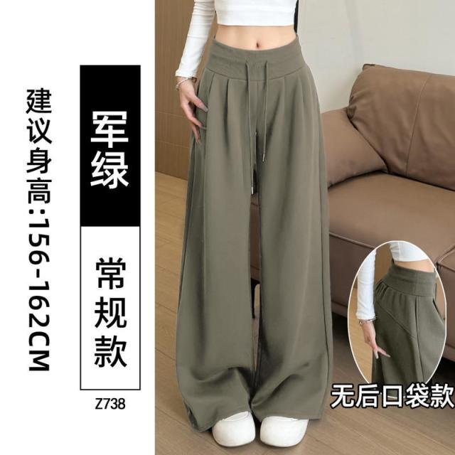 12890832.美式复古运动裤女宽松显瘦直筒垂感加绒卫裤休闲阔腿裤子