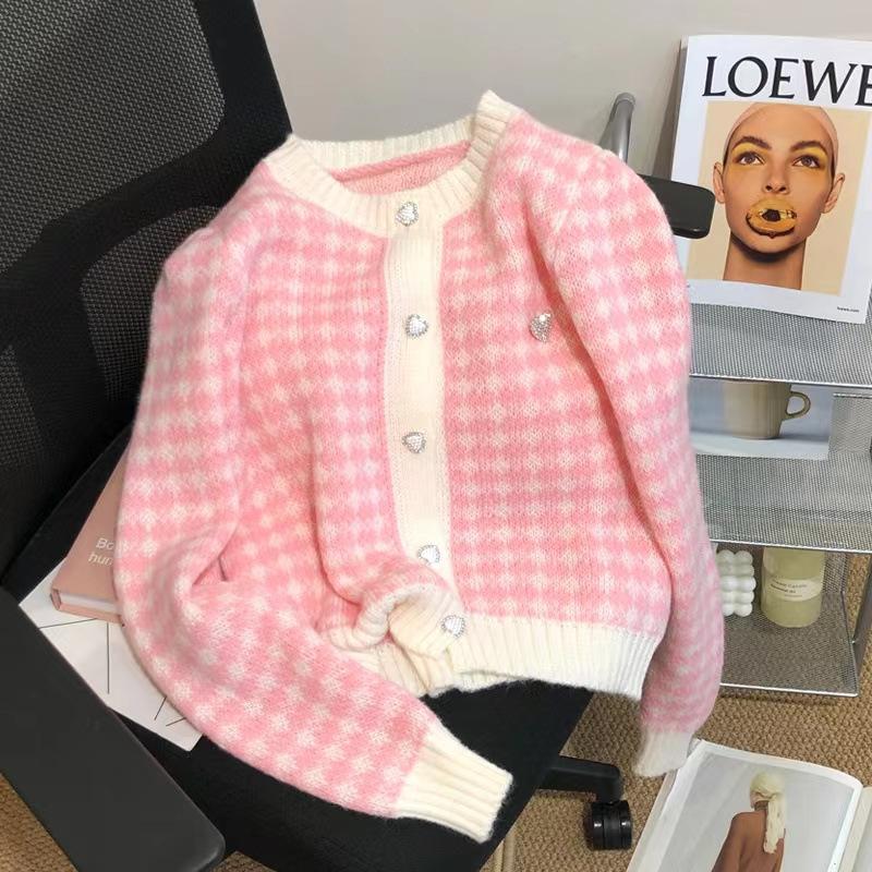 12890598.软糯小香风针织衫女装短款开衫外穿少女感女装针织衫显瘦显白