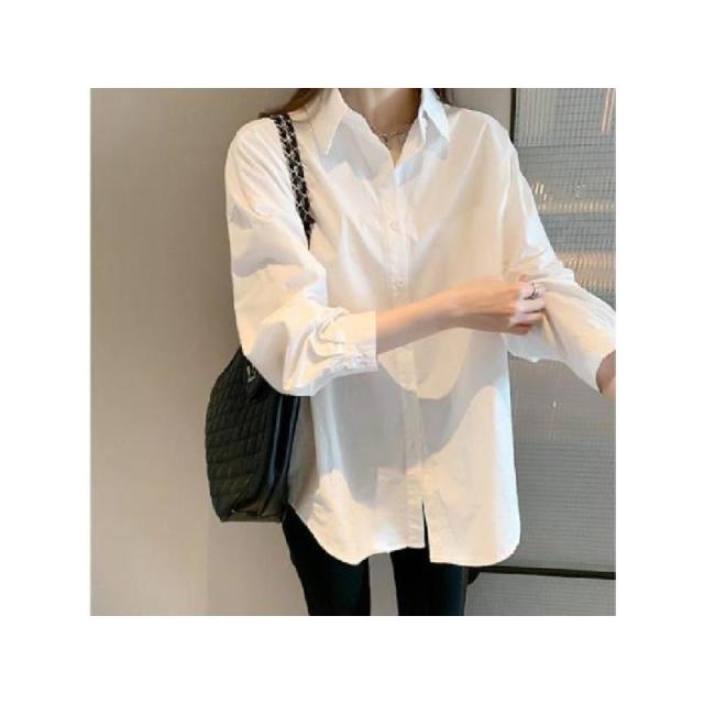 12891531.制服衬衣基础长袖白色衬衫女百搭基础款工作服内搭复古衬衣女