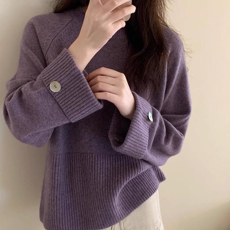 12892721.宽松软糯舒适百搭显瘦气套头毛衣女秋冬长袖外穿内搭毛衣