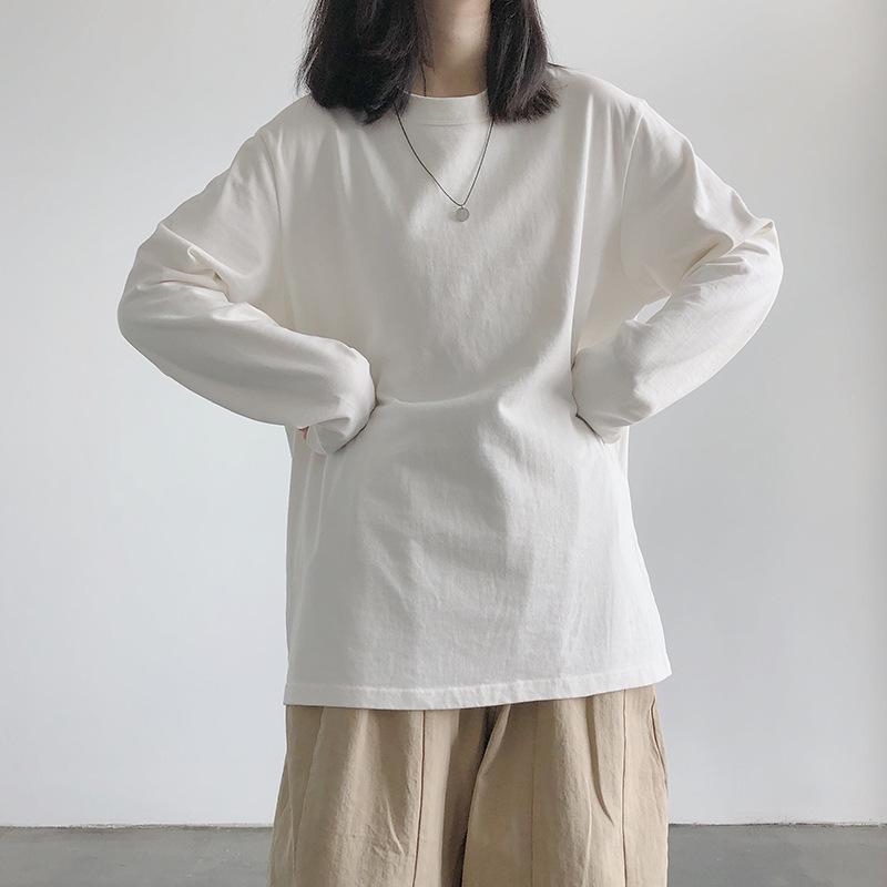 12891103.长袖T恤女秋季白色内搭打底衫韩版上衣服女