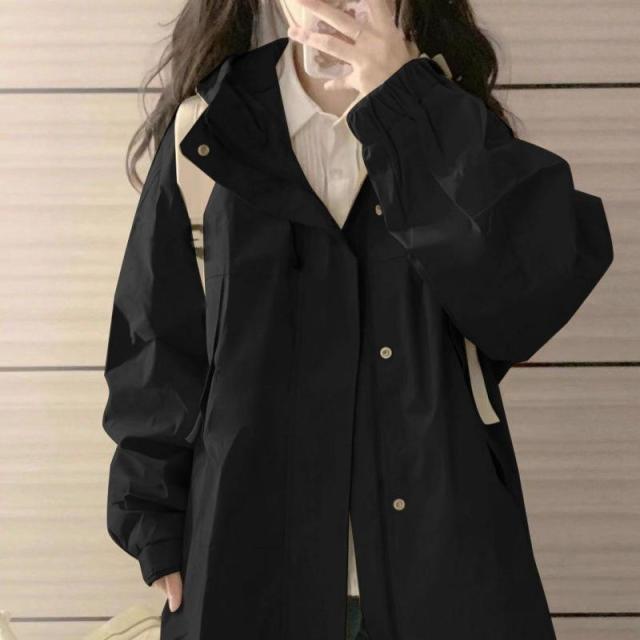 12892092.外套学院风慵懒百搭美式外套休闲连帽时尚女