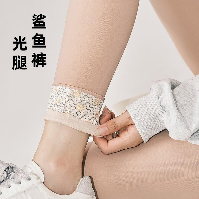 12891463.光腿鲨鱼裤秋冬女外穿肤色芭比裤九分加绒肉色收腹提臀打底裤