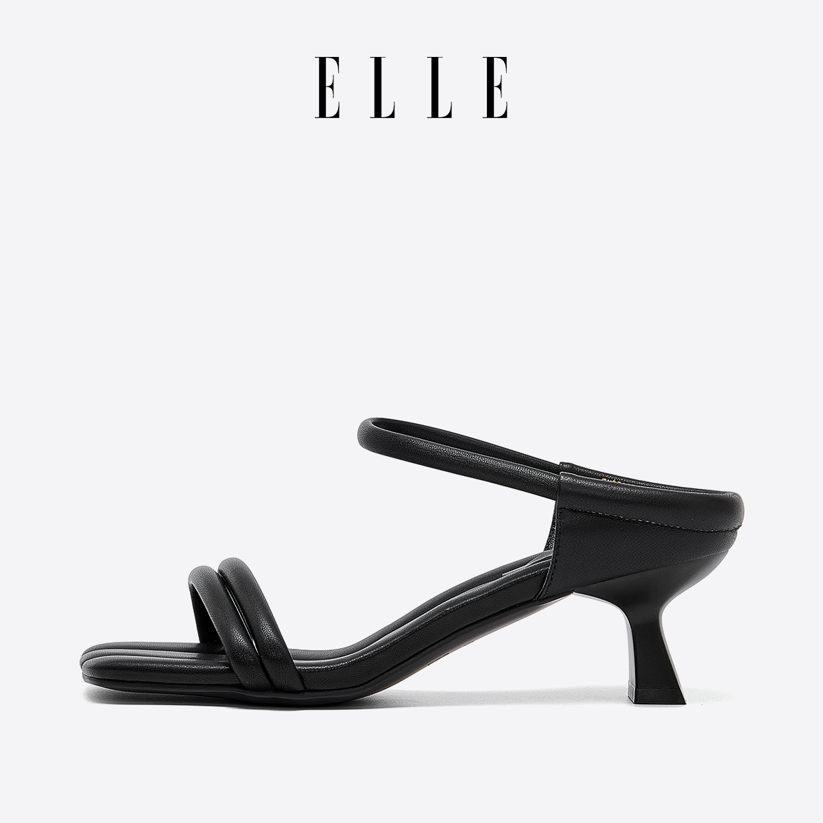 11879819.ELLE方头低跟凉鞋2025新款舒适时尚百搭休闲凉鞋