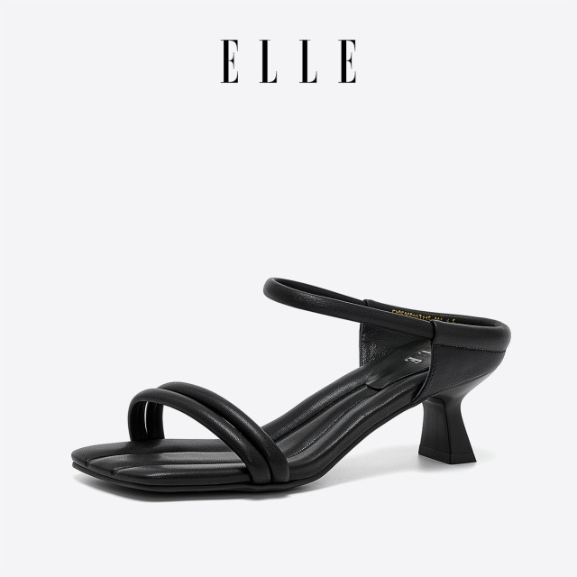 11879819.ELLE方头低跟凉鞋2025新款舒适时尚百搭休闲凉鞋