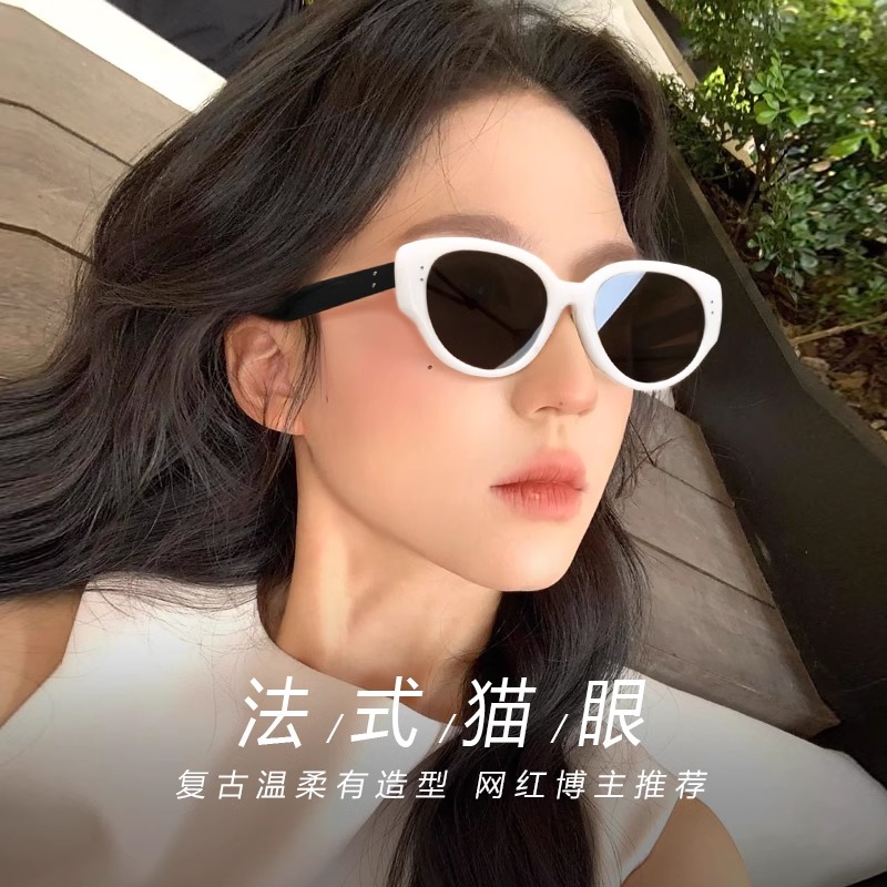 11712822.2025新款GM墨镜jennie同款复古猫眼太阳镜UV400防紫外线高清尼龙镜片专柜品质