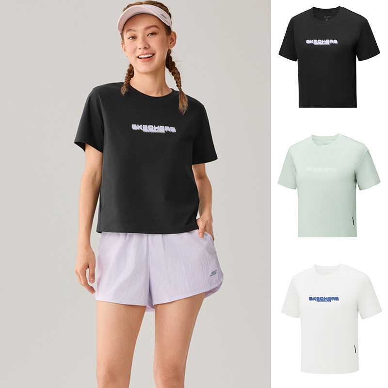 13176265.Skechers斯凯奇轻便新款针织透气圆领短袖T恤上衣