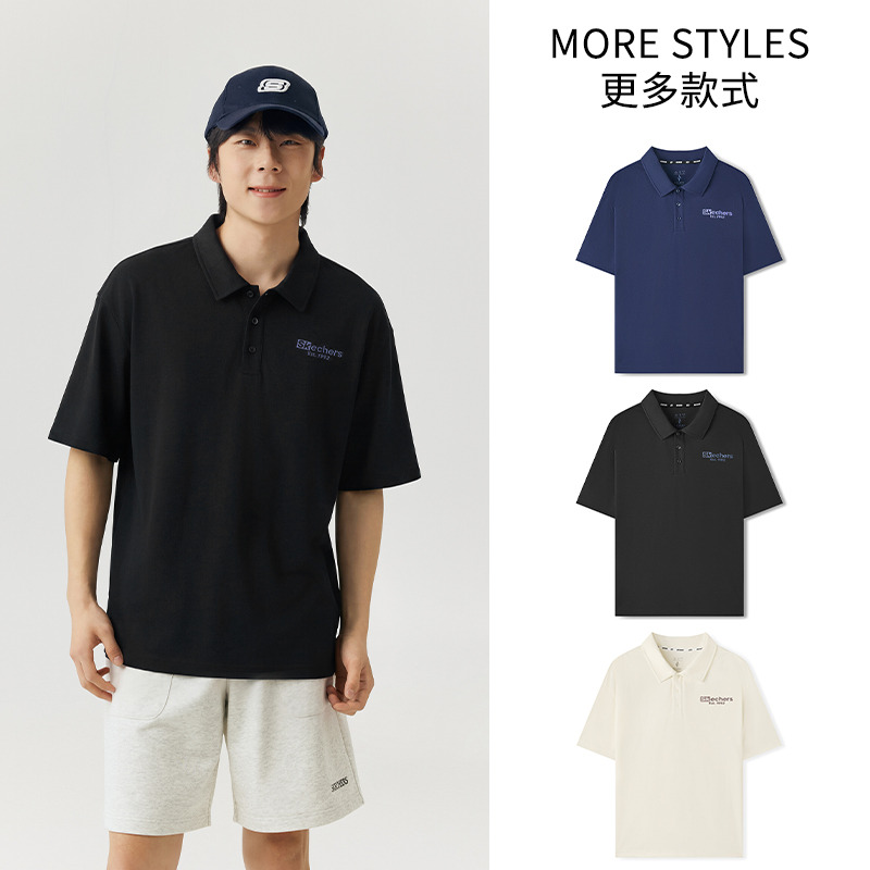 13482399.【时尚】斯凯奇夏珠地面料刺绣运动polo衫男高品质男式POLO衫