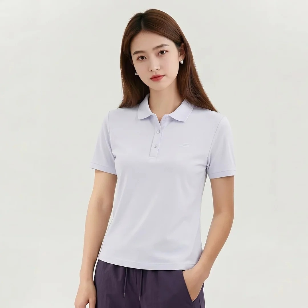 13791422.斯凯奇【吸湿速干】秋季轻奢运动polo衫女短袖t恤女快干衣