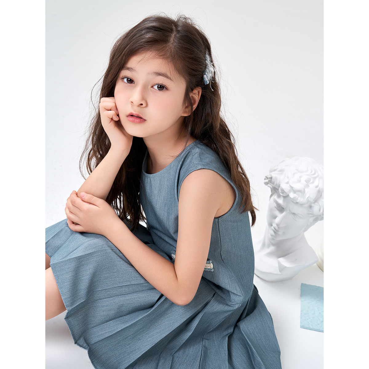12382391.【小香风百褶连衣裙】女童无袖背心裙夏季新款中大童圆领公主裙