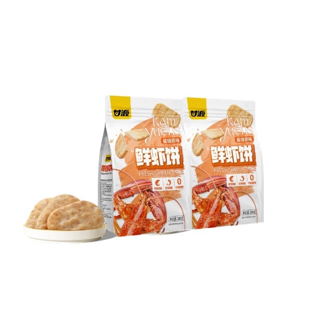 12920527.【添加虾肉 鲜味十足】甘源酱烧原味芥香味鲜虾饼180g/袋