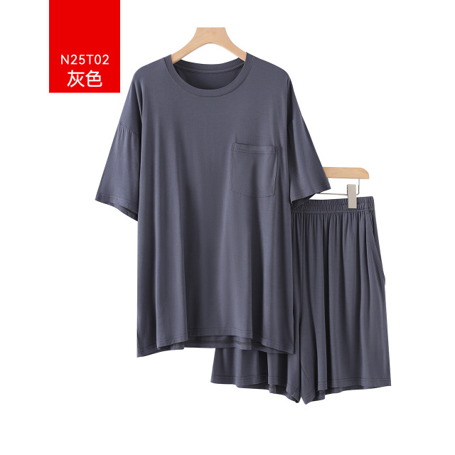 11705885.少宜睡衣套装家居服夏季冰丝男士莫代尔薄款短裤短袖宽松新款可外穿可外出大码居家春秋亲肤休闲加大加肥基础