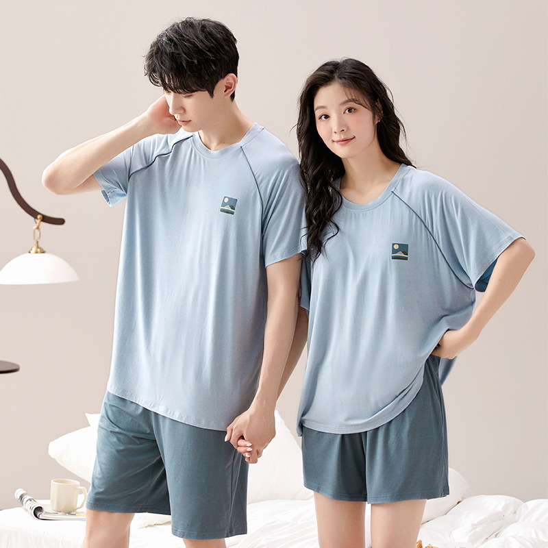 11906872.少宜睡衣套装家居服夏季莫代尔薄款短袖情侣新款可外穿可外出大码居家春秋亲肤休闲加大加肥基础宽松柔软潮流长袖短裤