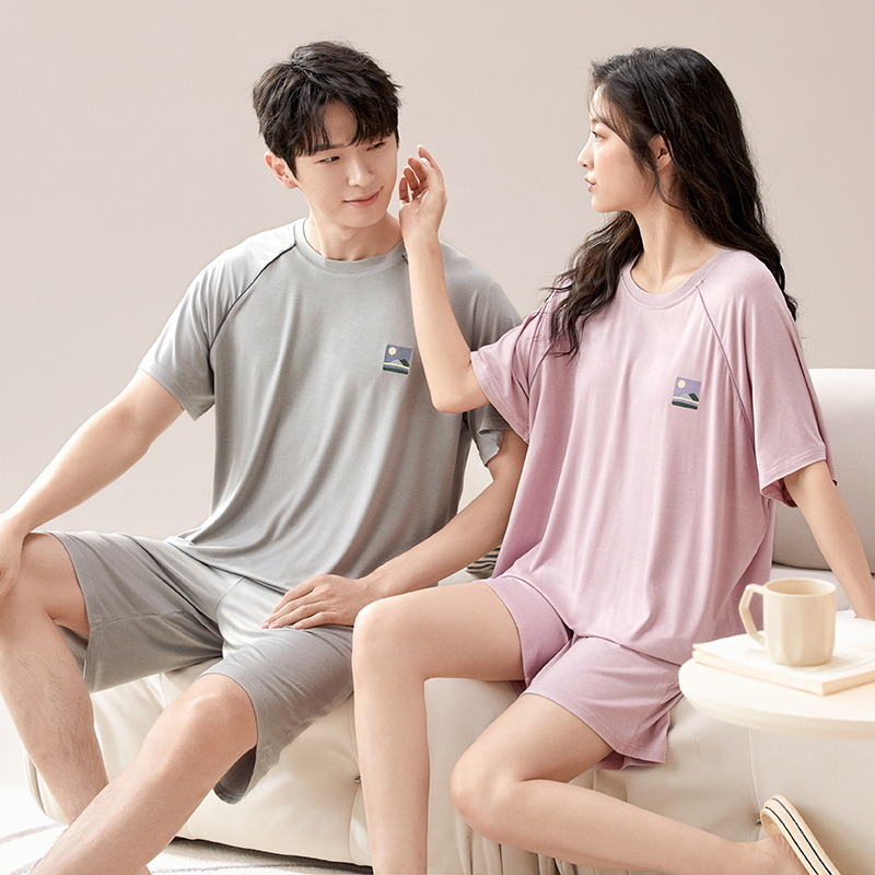 11906874.少宜睡衣套装家居服夏季莫代尔薄款短袖情侣新款可外穿可外出大码居家春秋亲肤休闲加大加肥基础宽松柔软潮流长袖