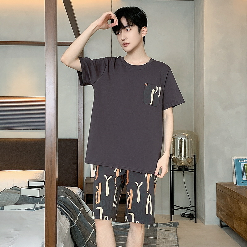 11907871.少宜睡衣套装家居服夏季男士纯棉薄款短裤短袖少年新款可外穿可外出大码居家青少年春秋亲肤休闲加大加肥基础